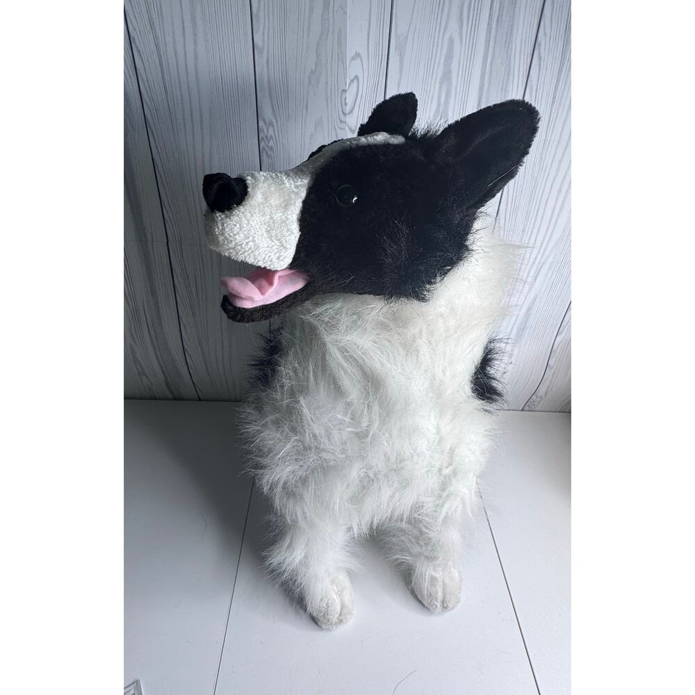 Melissa & Doug Realistic Jumbo Stuffed Dog Border Collie Lifelike BlackWhite 26”